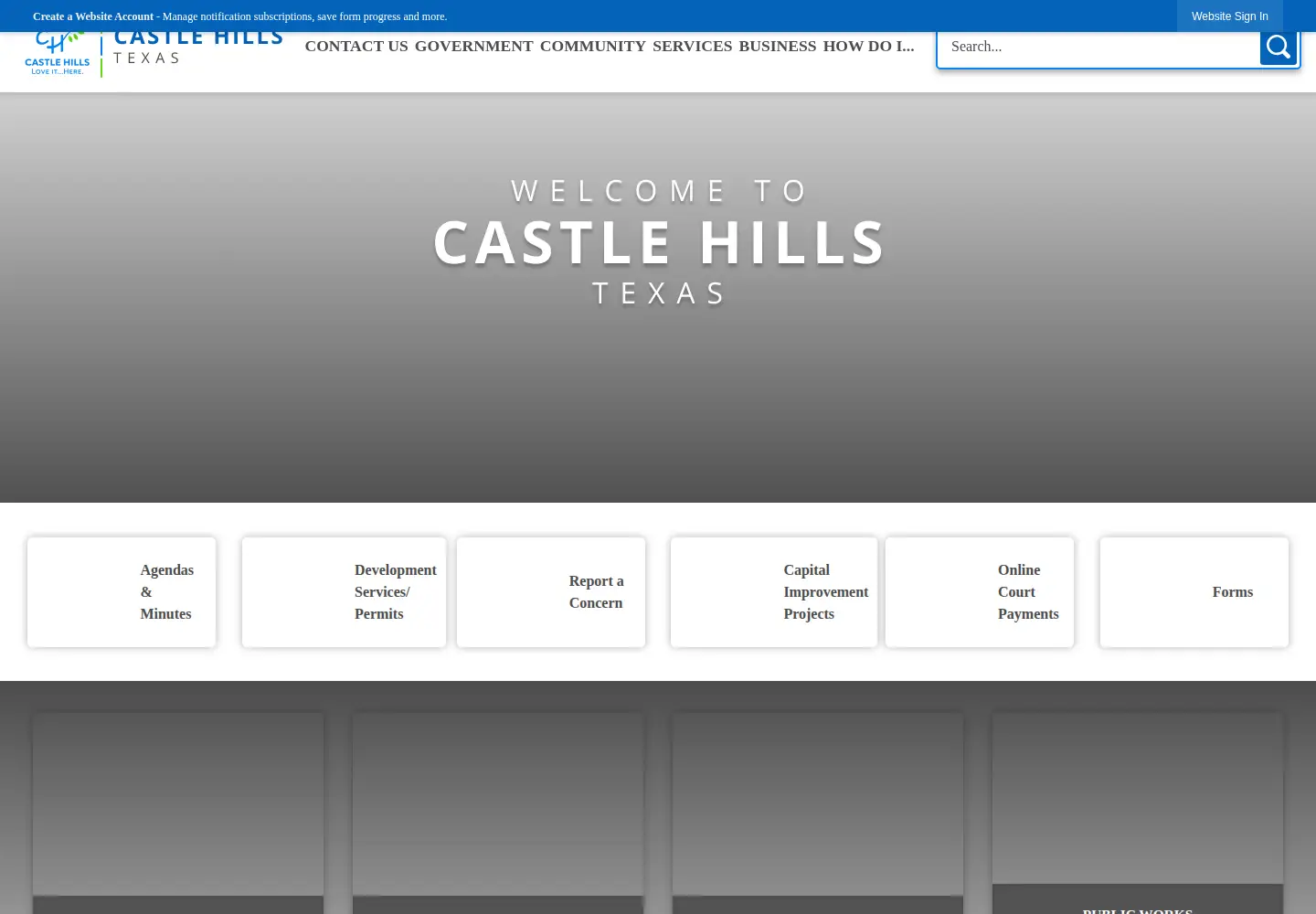Screenshot of cityofcastlehills.com