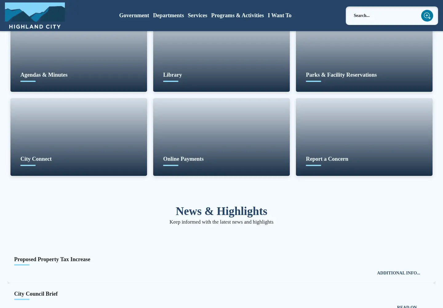 Screenshot of highlandcity.org