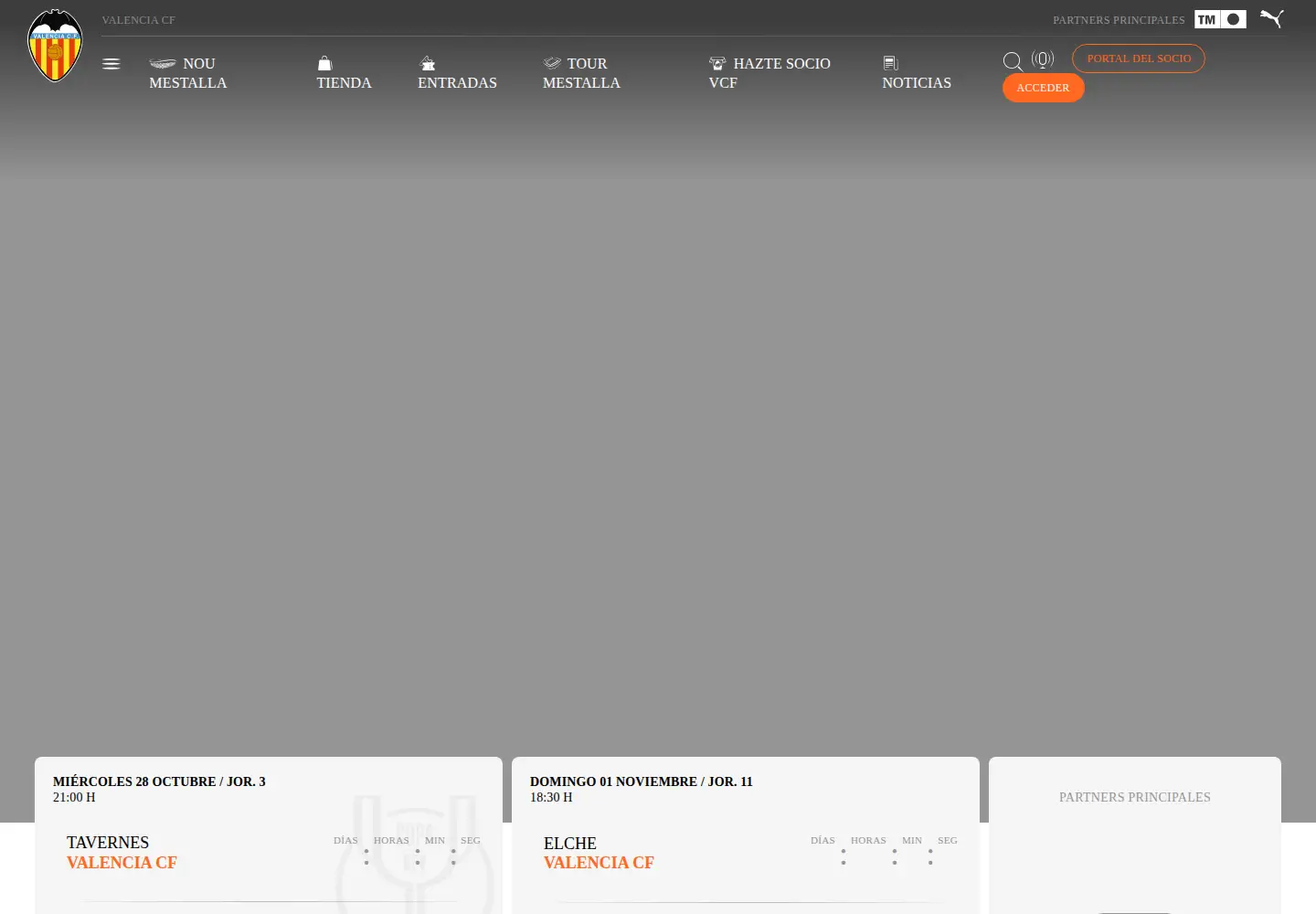 Screenshot of valenciacf.es