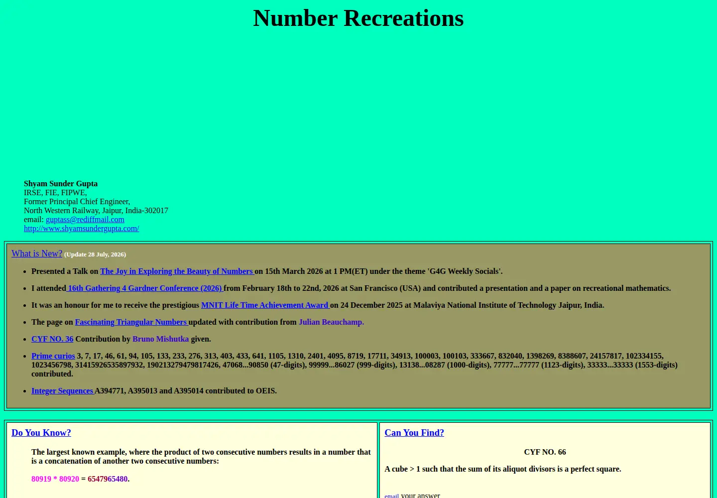 Screenshot of shyamsundergupta.com