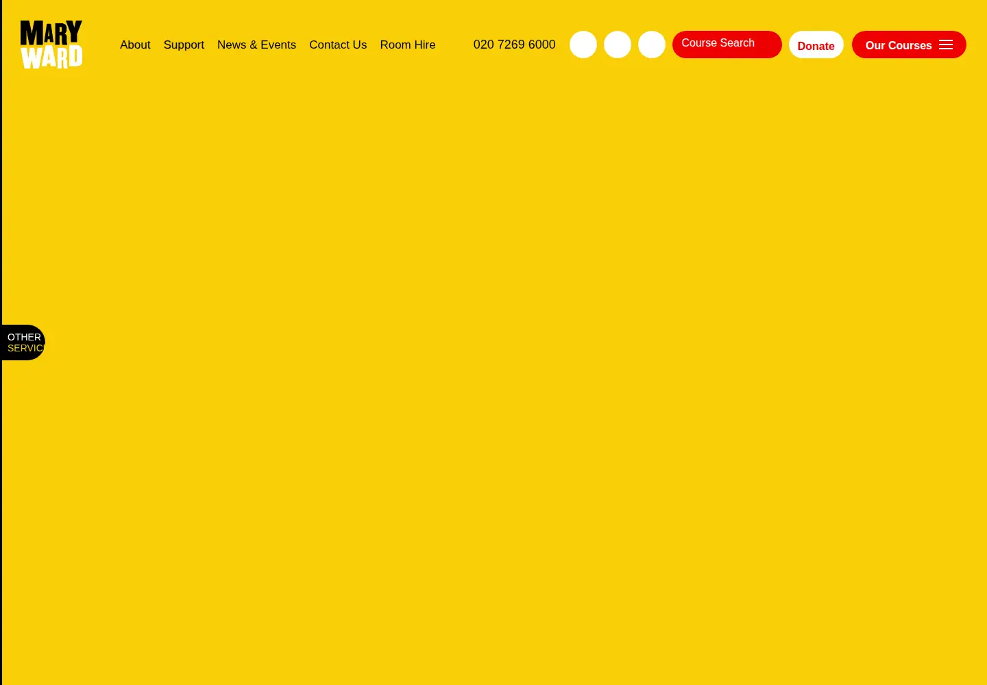 Captured homepage of marywardcentre.ac.uk in the current scan