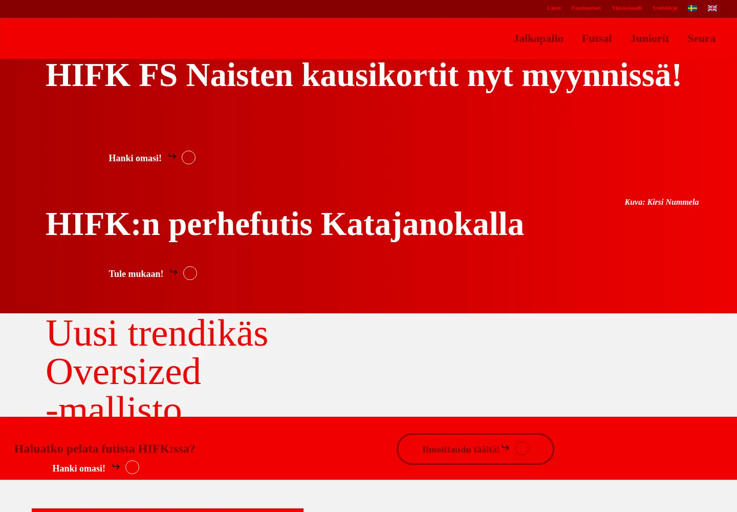 Screenshot of hifkfotboll.fi