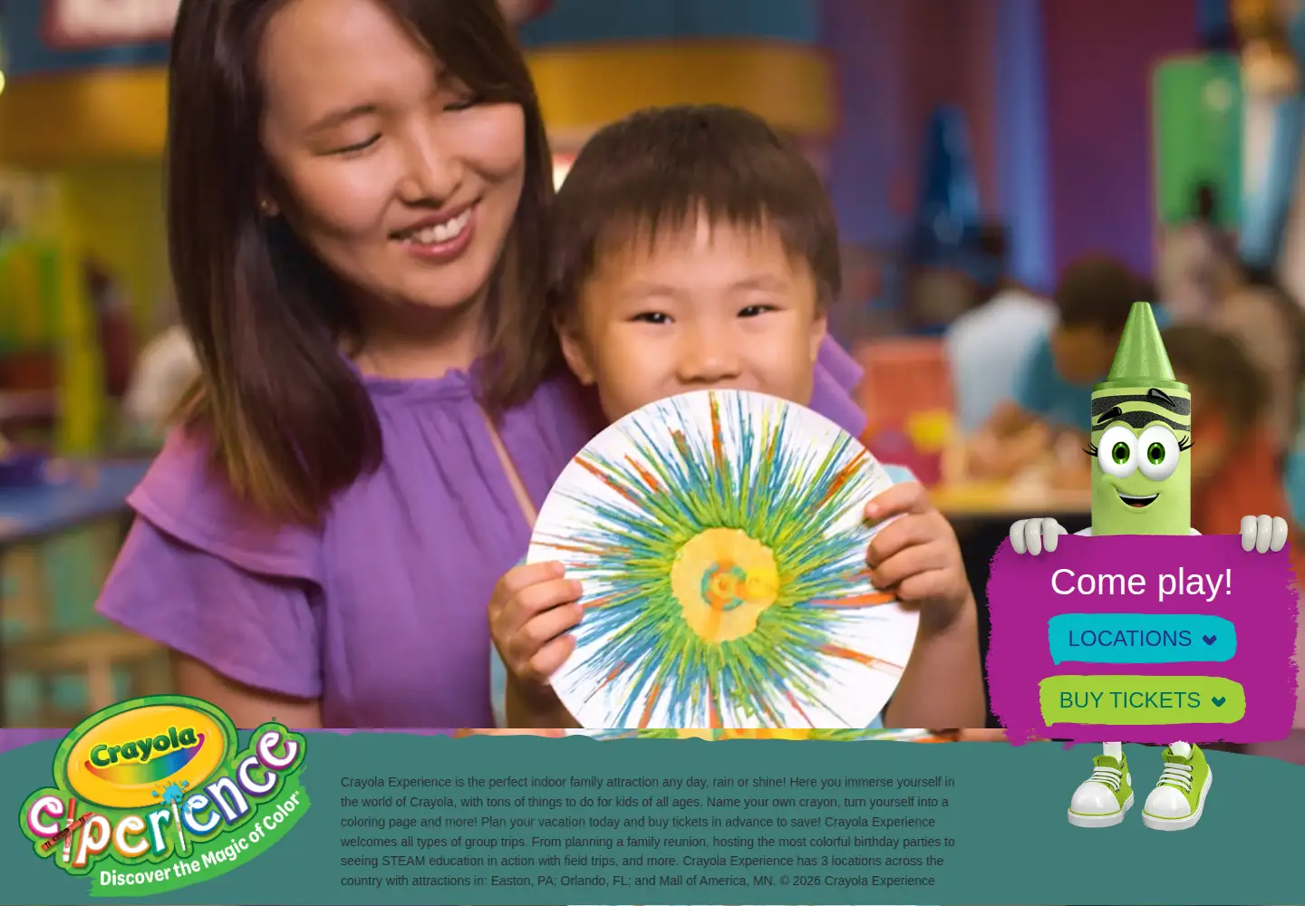 Screenshot of crayolaexperience.com