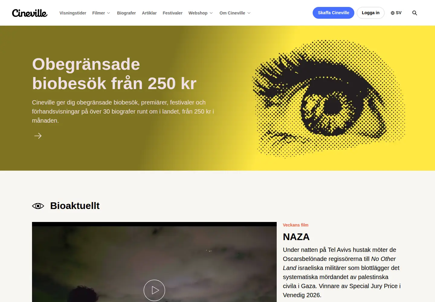 Screenshot of cinevillebio.se