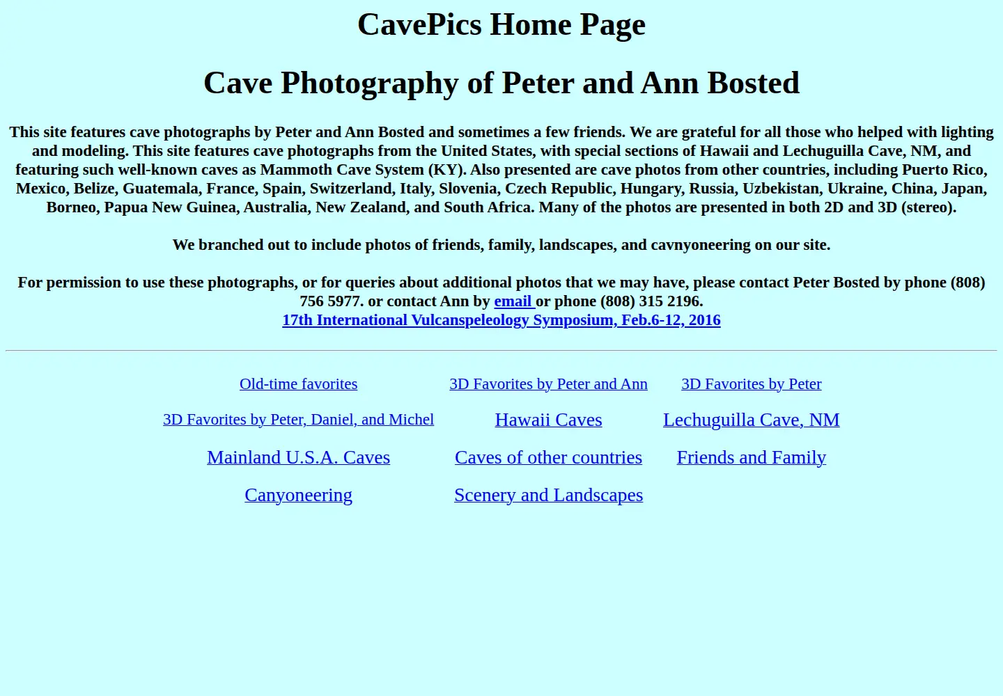 Screenshot of cavepics.com
