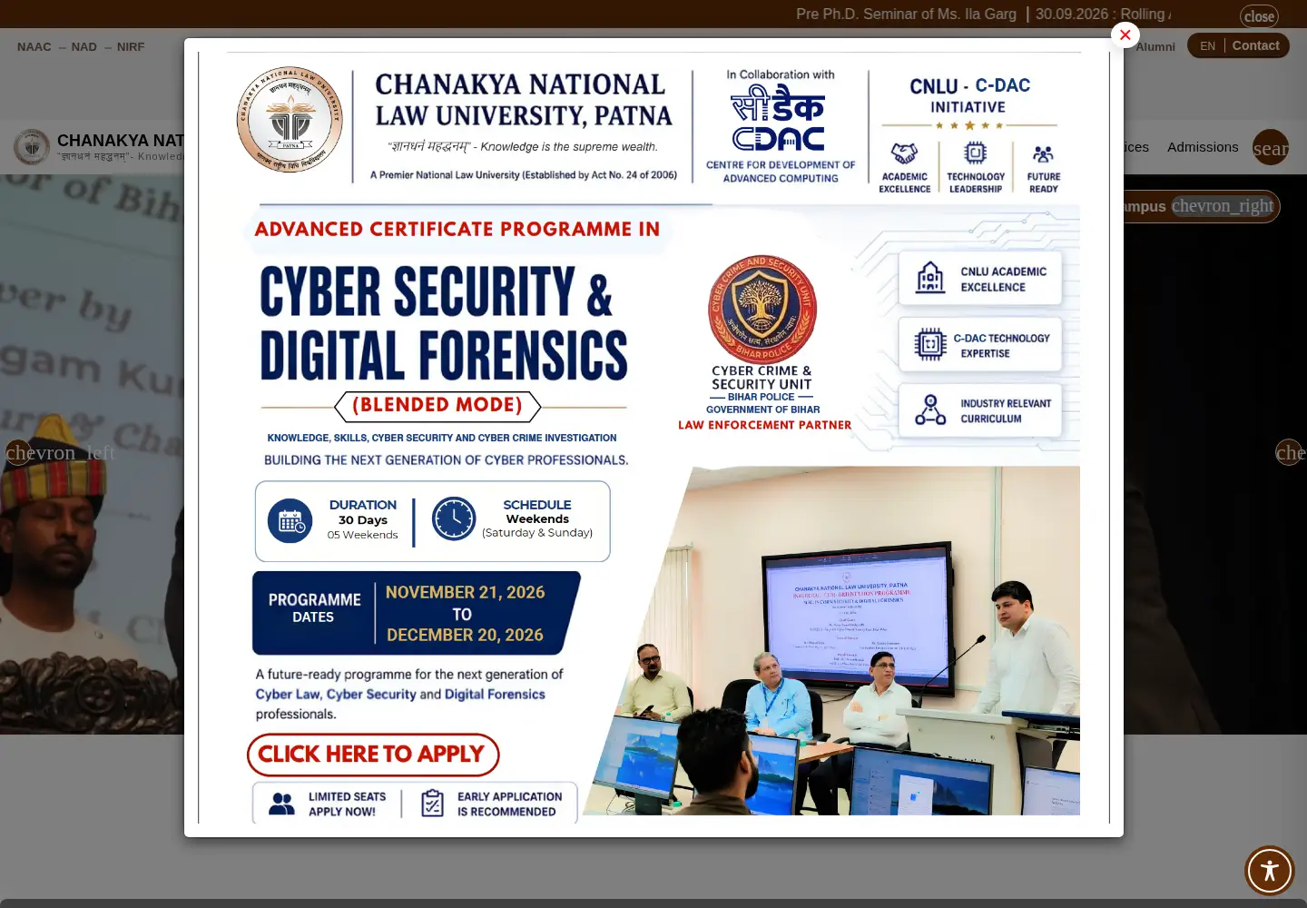 Screenshot of cnlu.ac.in