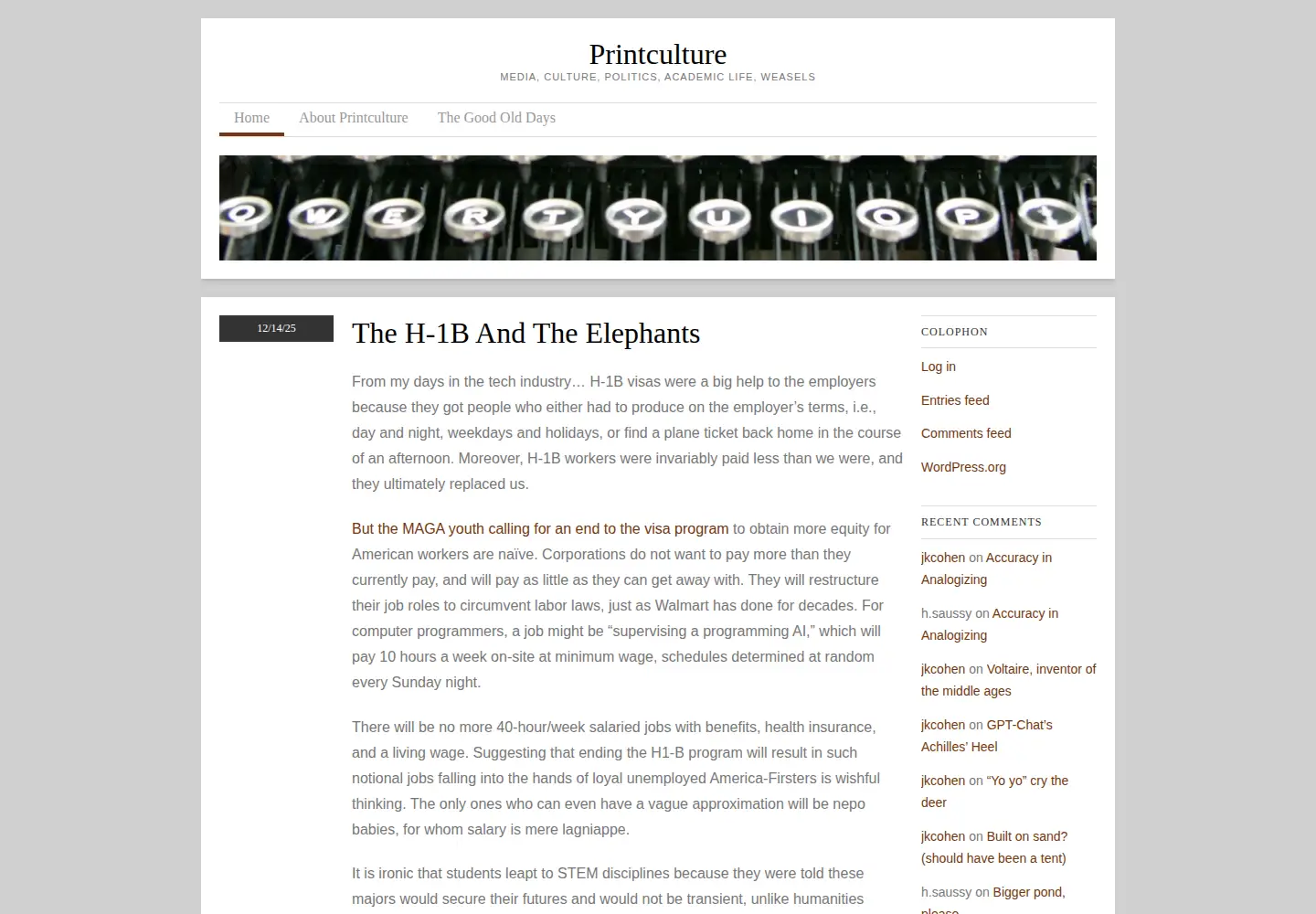 Captured homepage of printculture.com in the current scan
