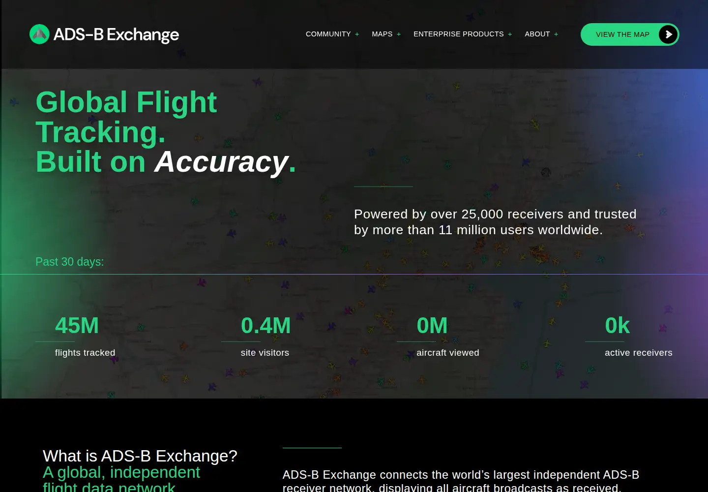 Screenshot of adsbexchange.com