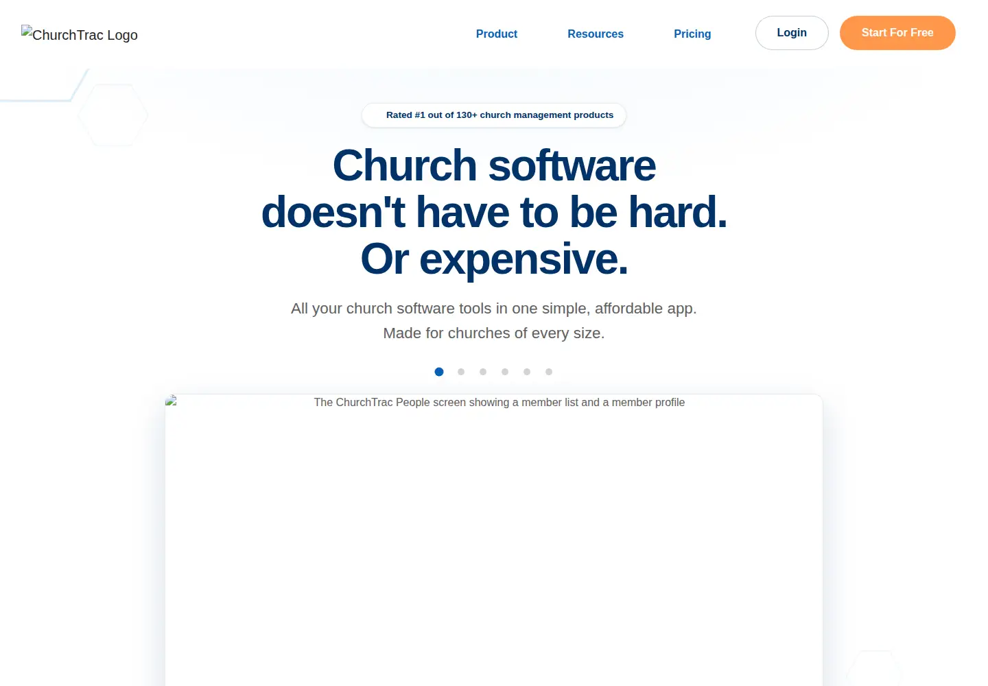 Screenshot of churchtrac.com