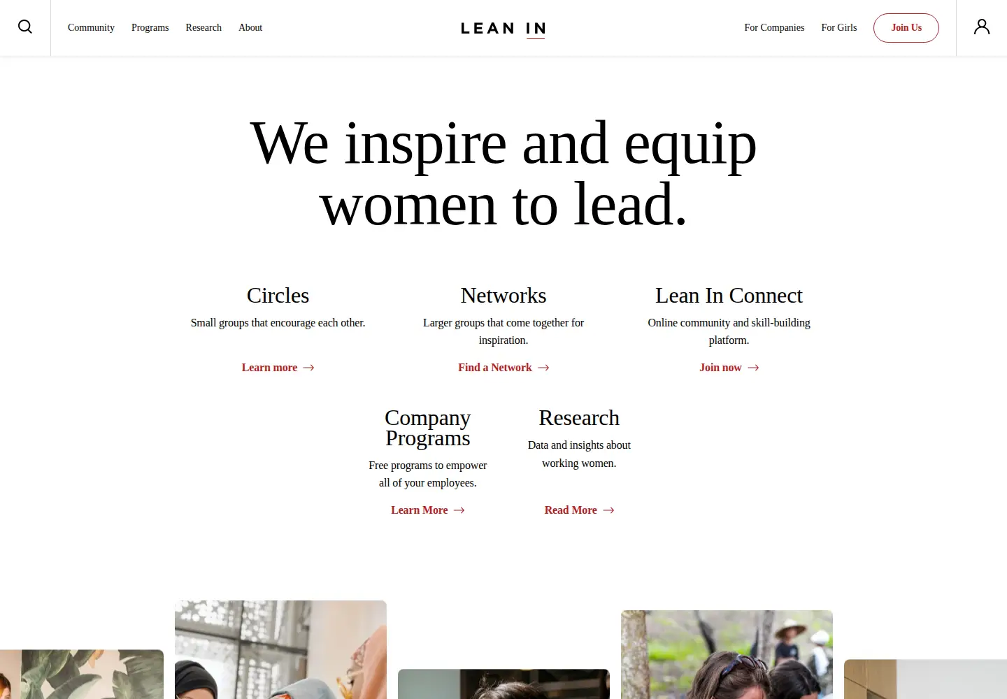 Screenshot of leanin.org
