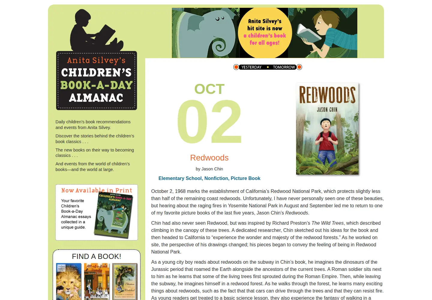 Screenshot of childrensbookalmanac.com