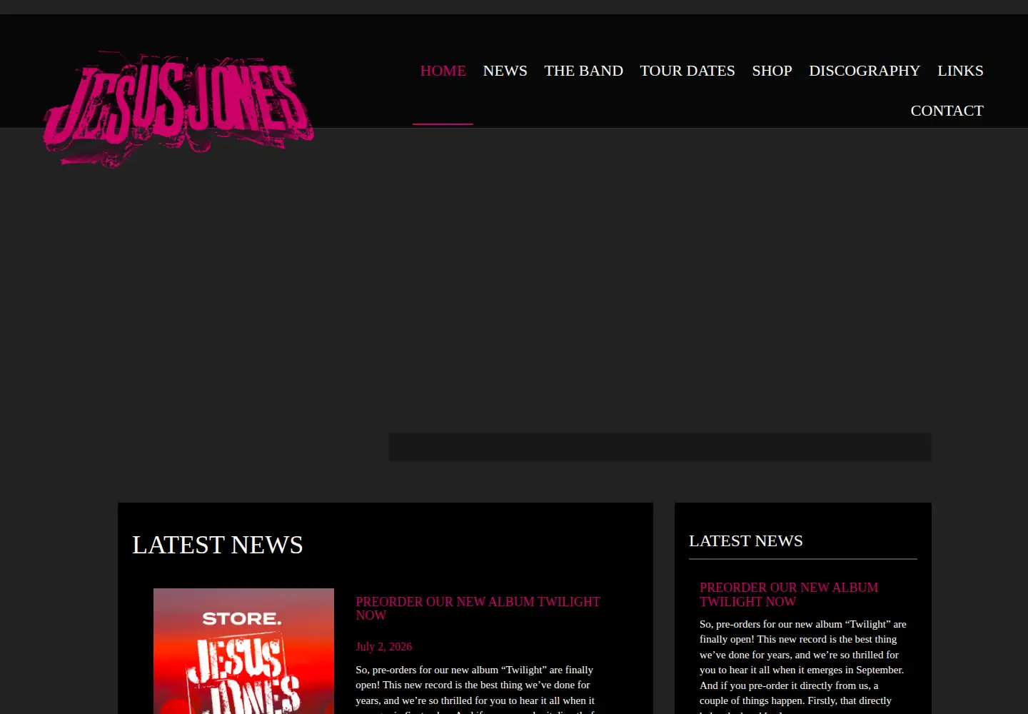 Captured homepage of jesusjones.com in the current scan