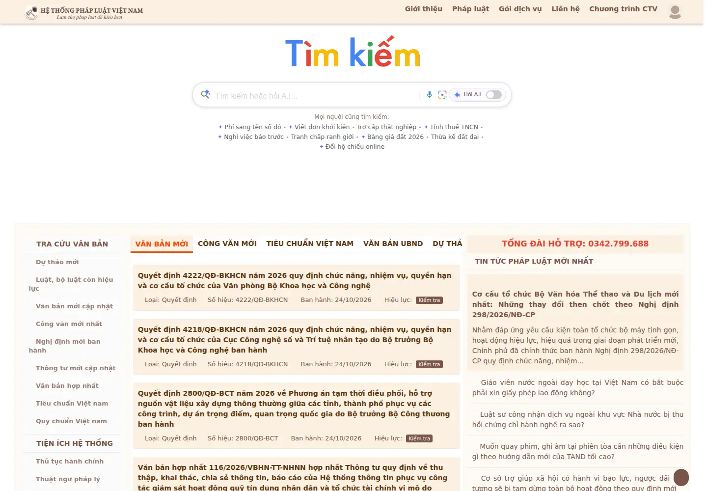 Screenshot of hethongphapluat.com