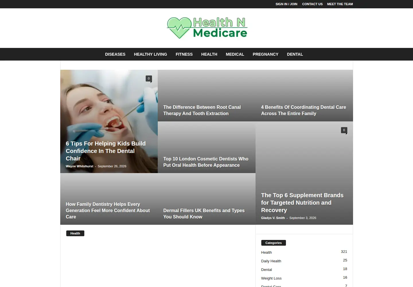 Screenshot of healthnmedicare.com