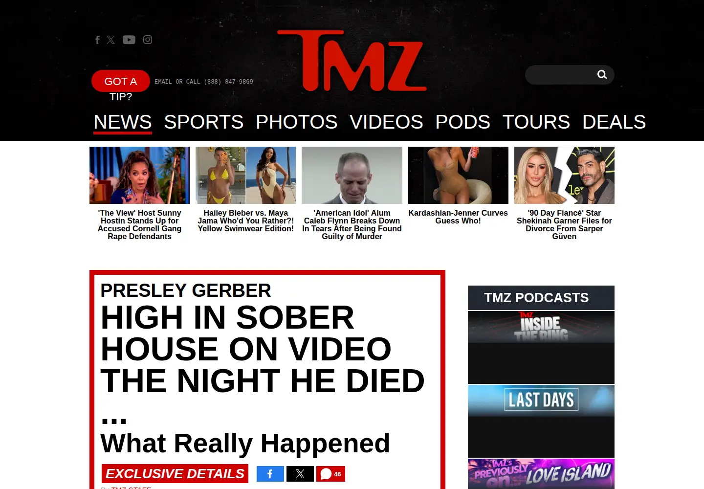 Screenshot of tmz.com