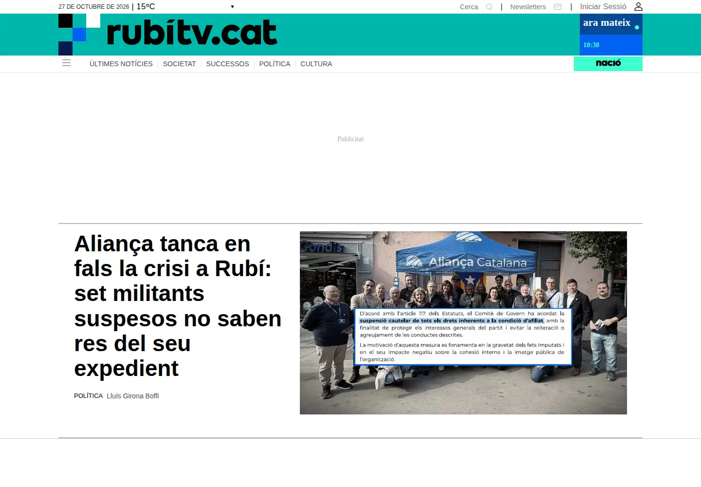 Captured homepage of rubitv.cat in the current scan