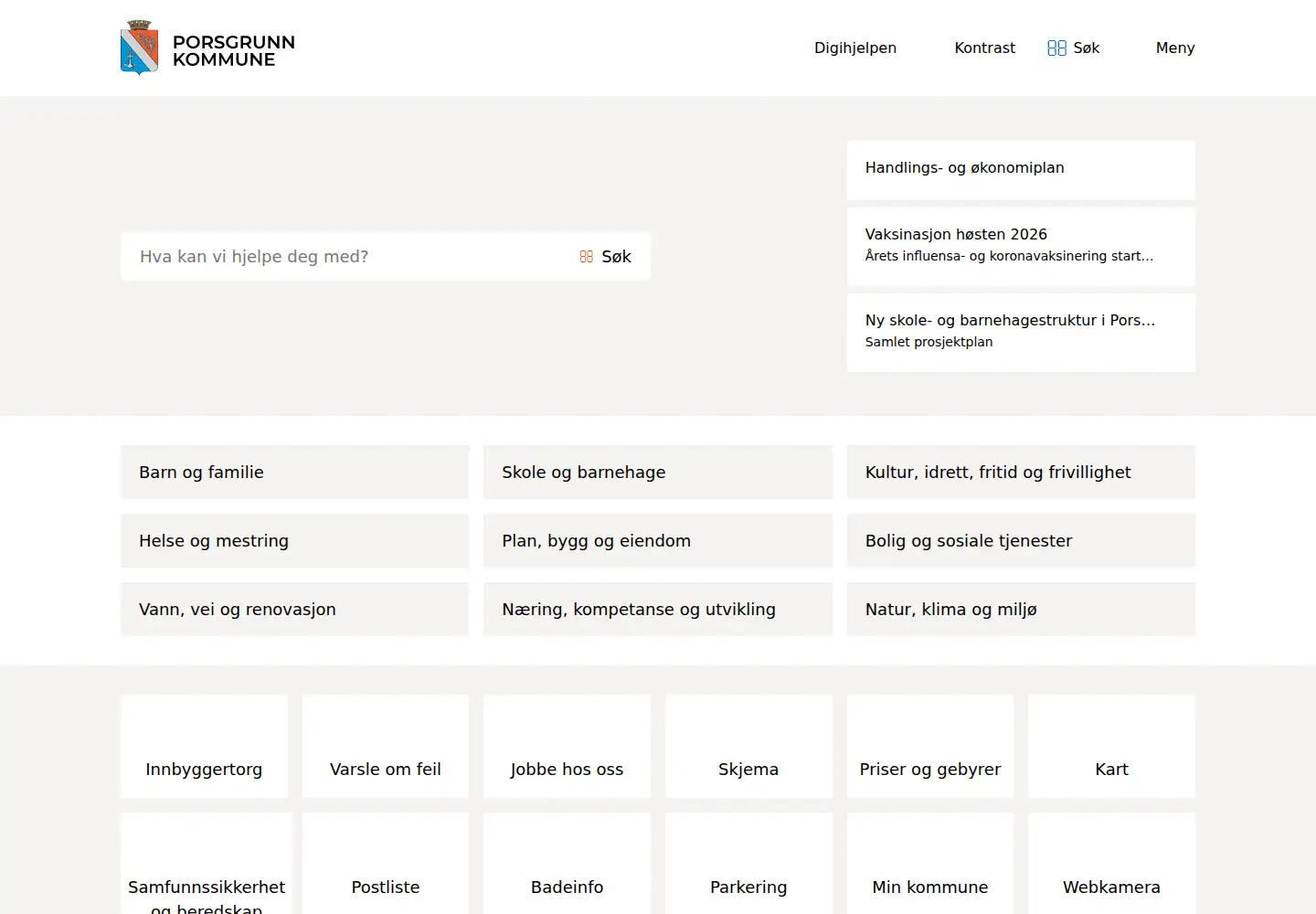 Captured homepage of porsgrunn.kommune.no in the current scan
