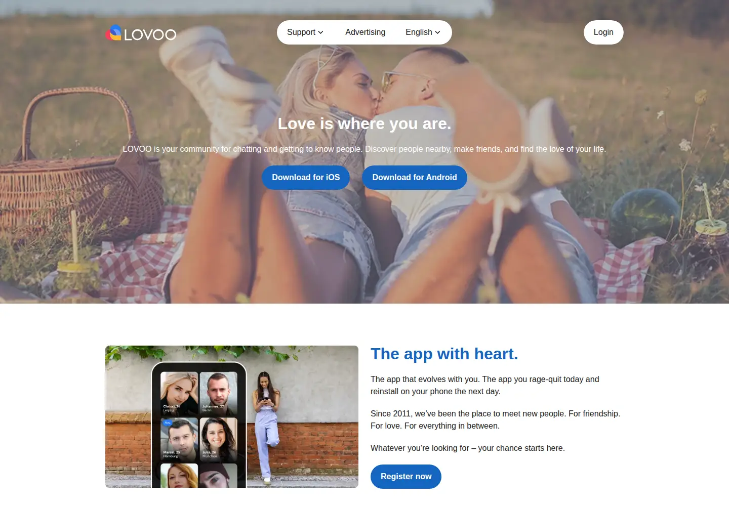 Screenshot of lovoo.com