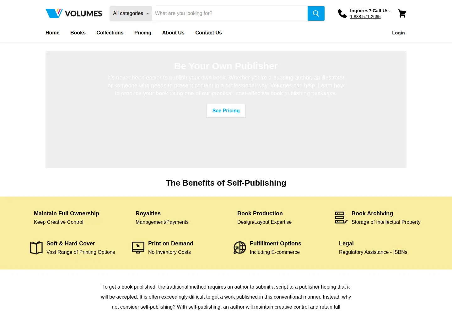 Screenshot of volumesdirect.com