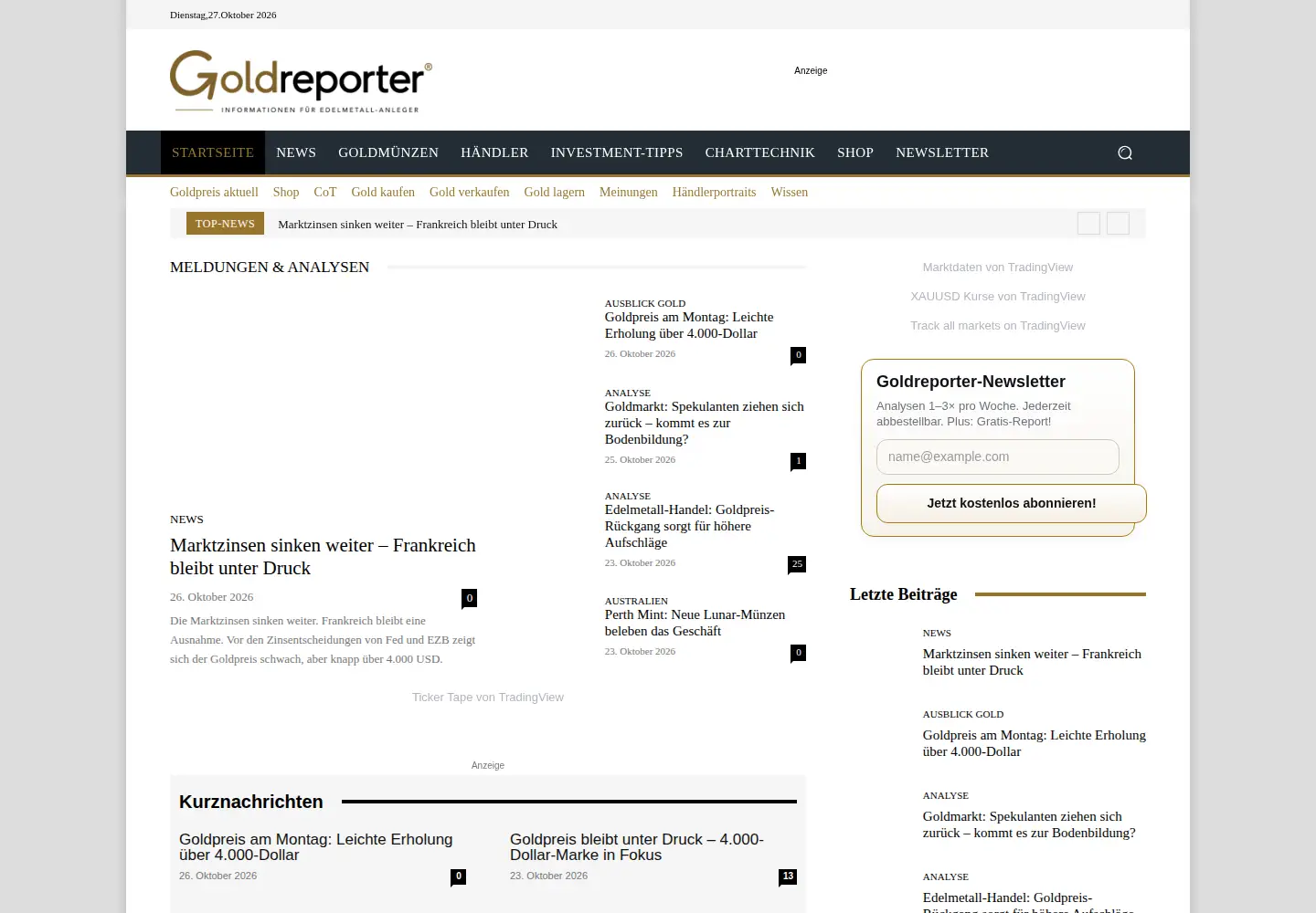 Screenshot of goldreporter.de