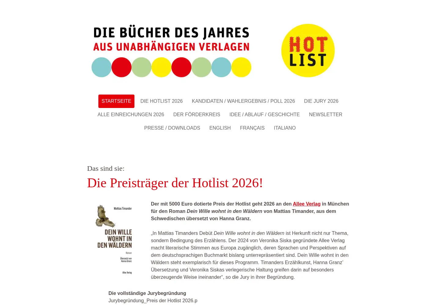 Captured homepage of hotlist-online.com in the current scan