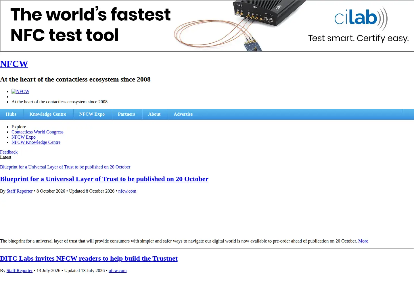 Screenshot of nearfieldcommunicationsworld.com