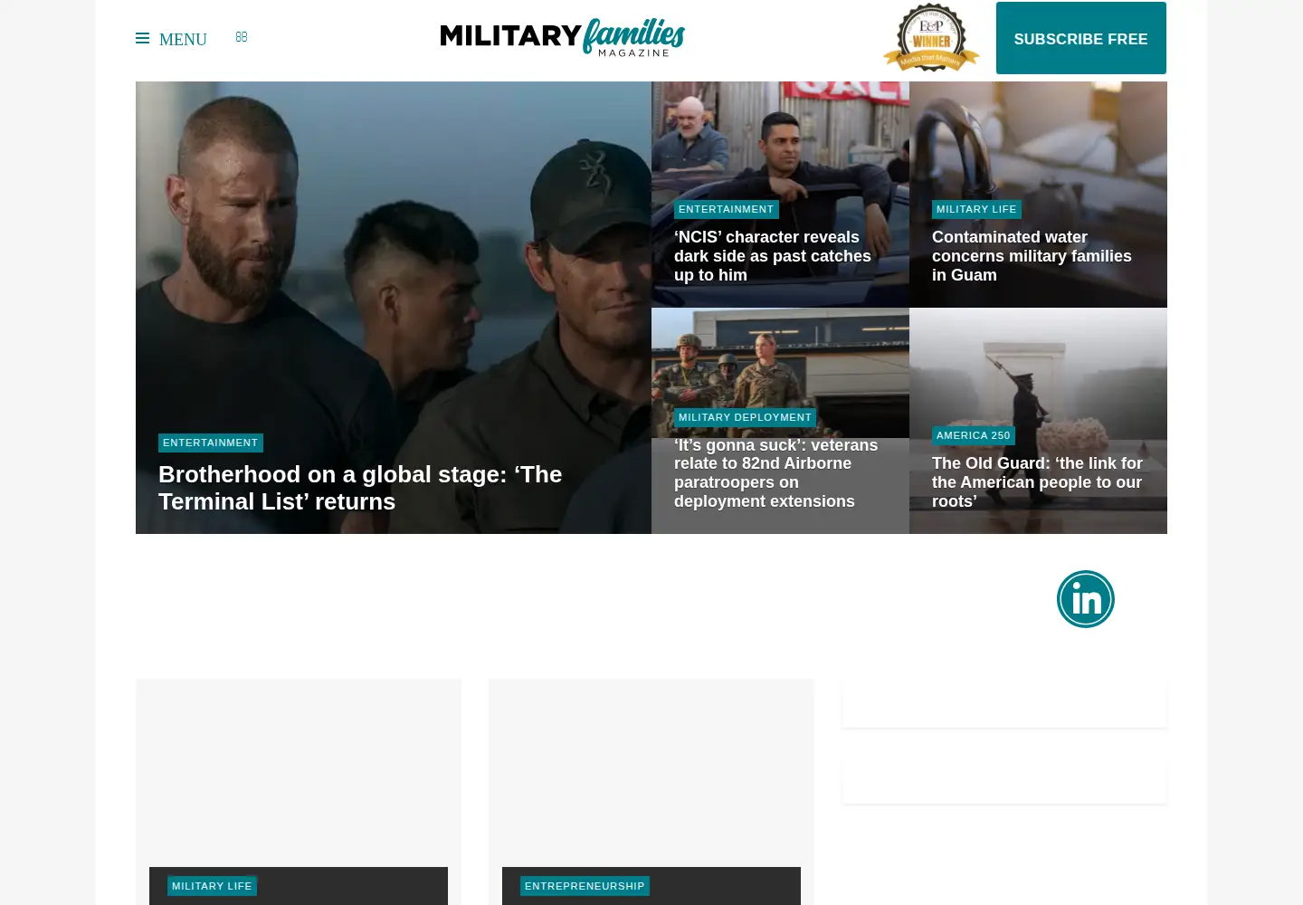 Captured homepage of militaryfamilies.com in the current scan