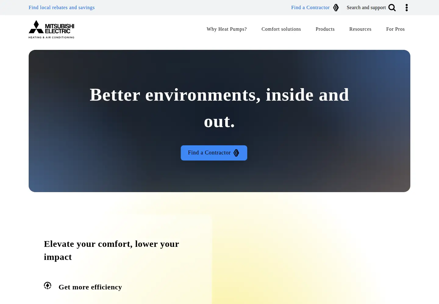 Screenshot of mitsubishicomfort.com