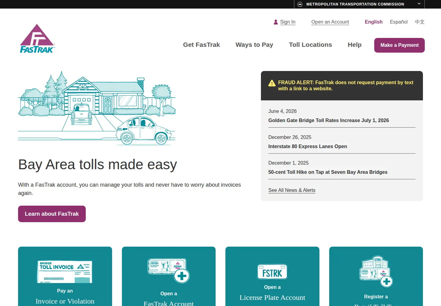 Screenshot of bayareafastrak.org