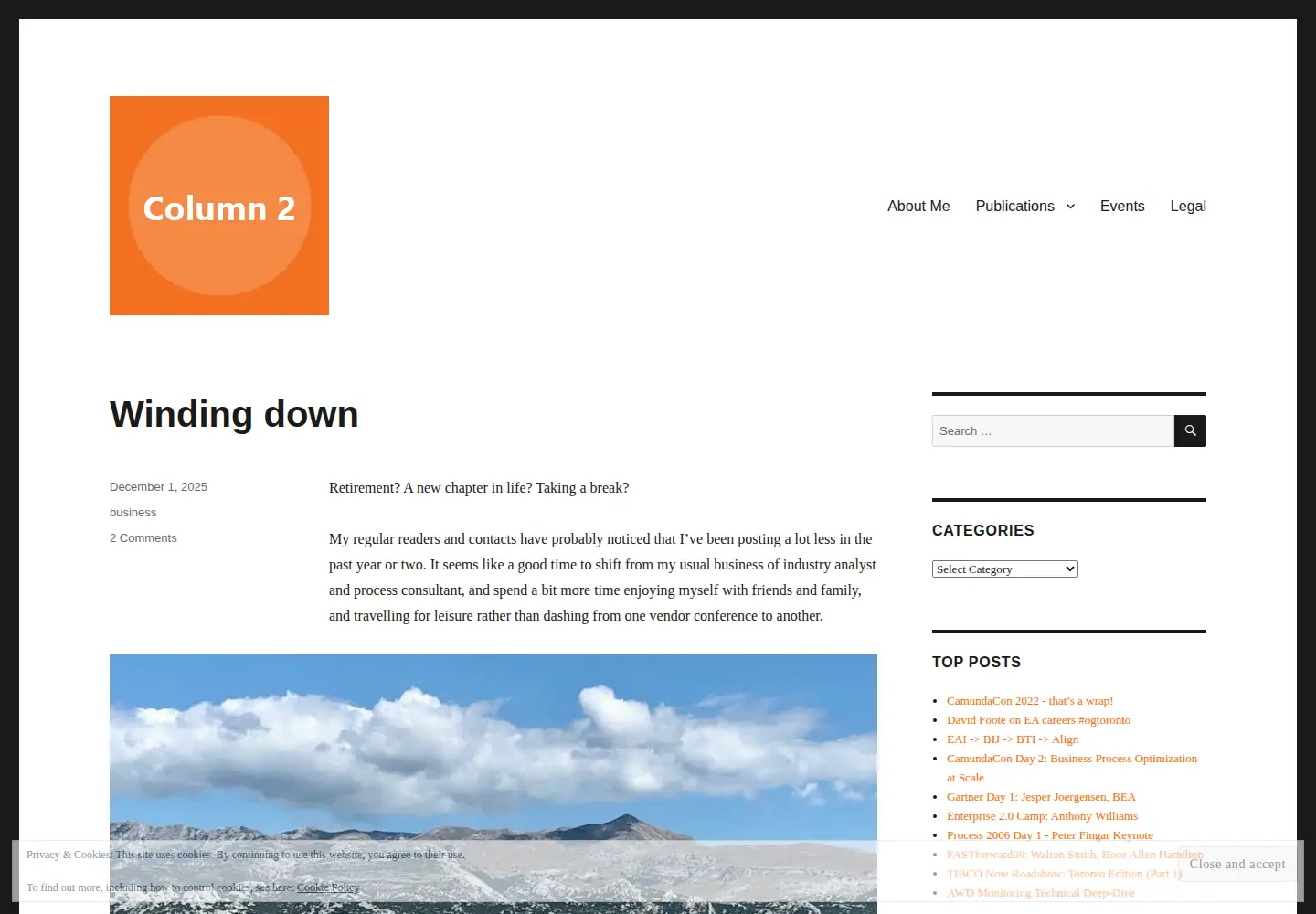 Captured homepage of column2.com in the current scan