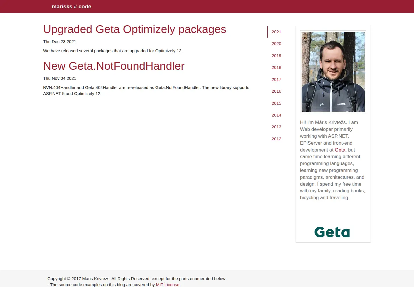 Screenshot of marisks.net