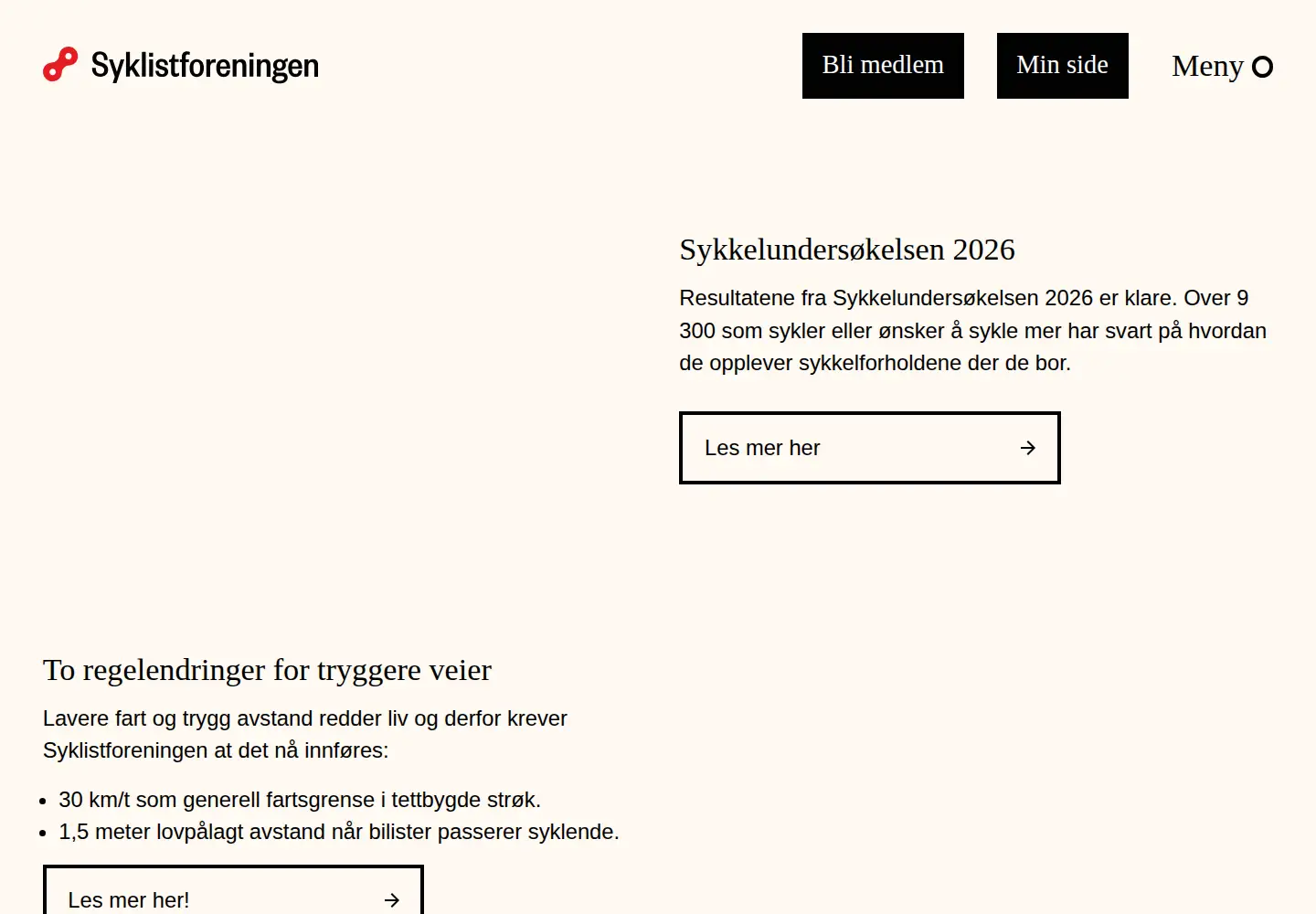 Screenshot of syklistene.no