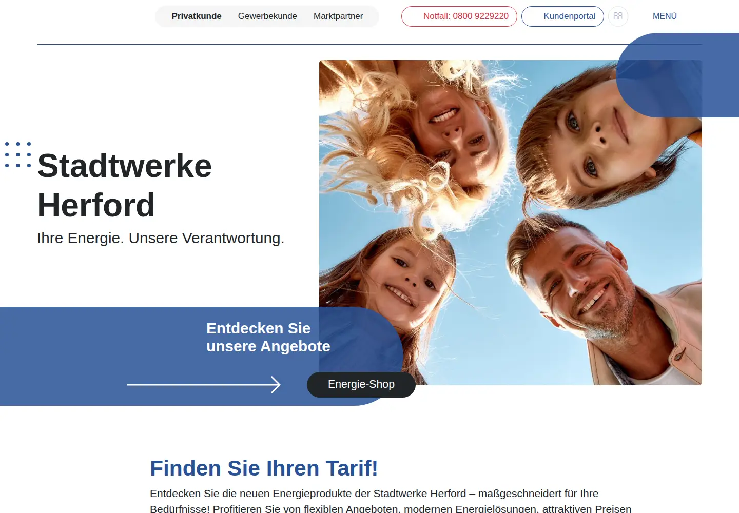 Screenshot of stadtwerke-herford.de