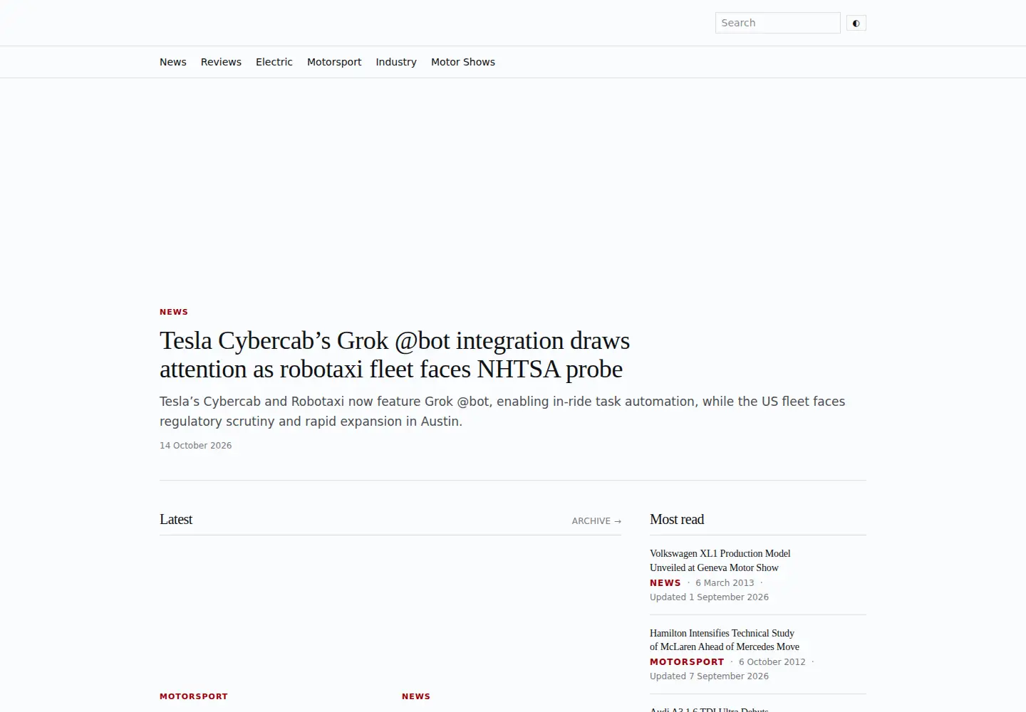 Captured homepage of inautonews.com in the current scan