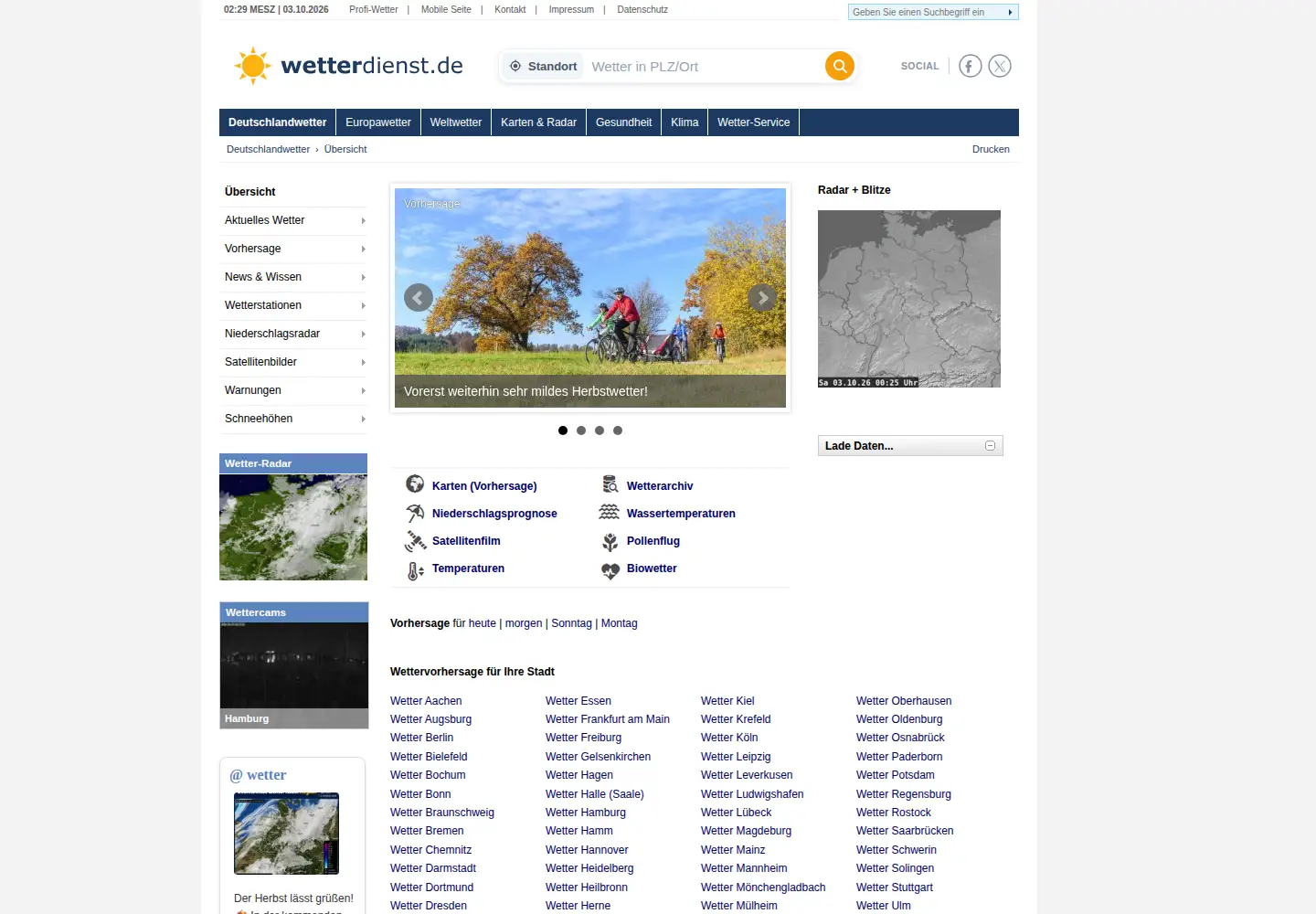 Screenshot of wetterdienst.de