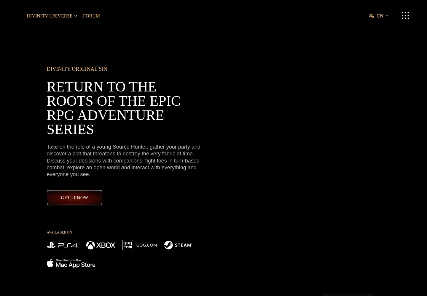 Captured homepage of divinityoriginalsin.com in the current scan