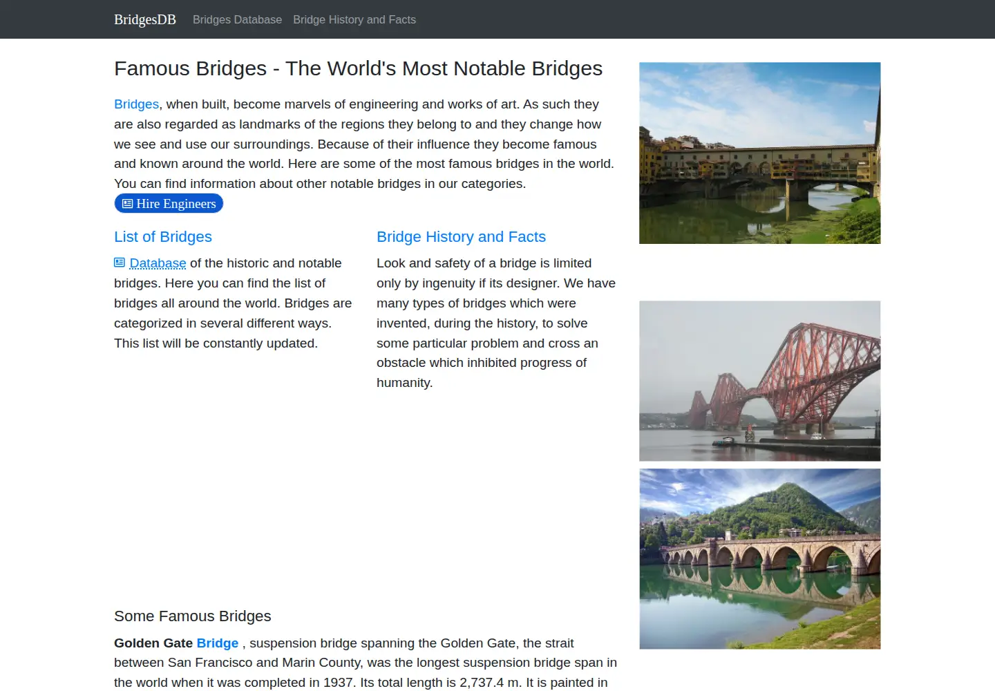 Screenshot of bridgesdb.com
