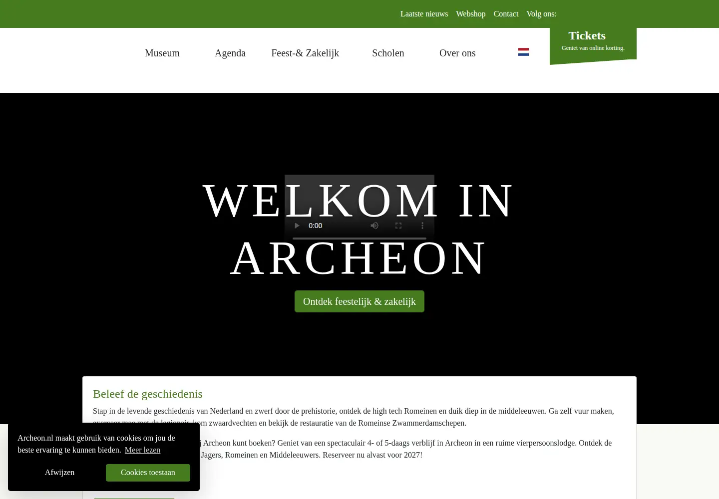 Captured homepage of archeon.nl in the current scan