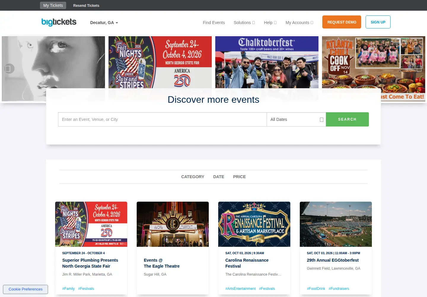 Screenshot of bigtickets.com