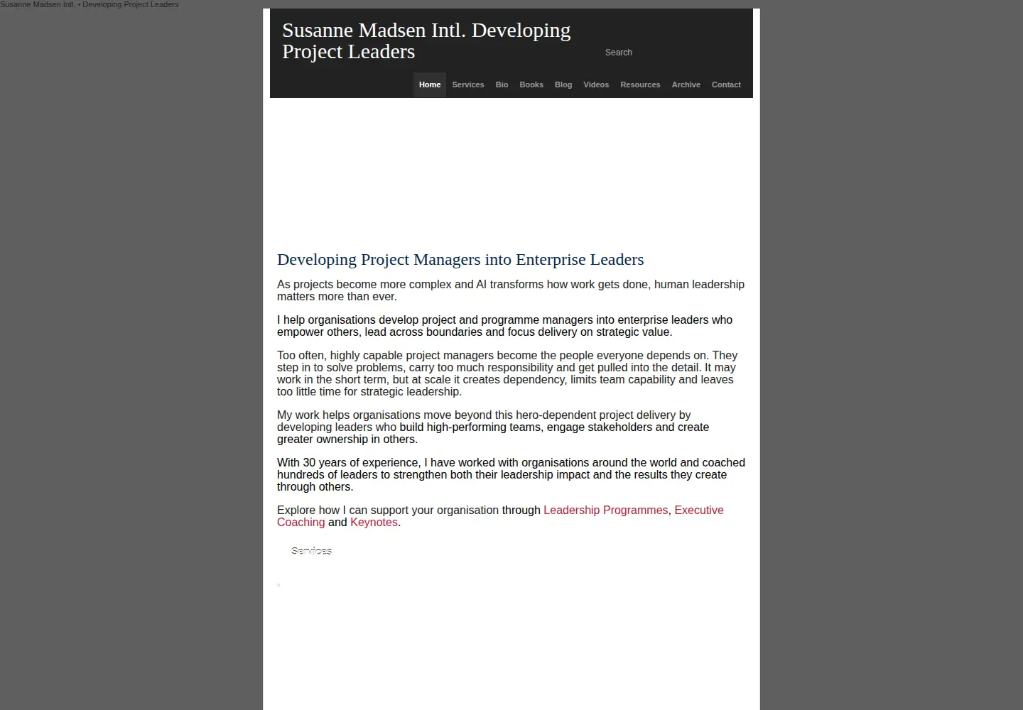Captured homepage of susannemadsen.co.uk in the current scan