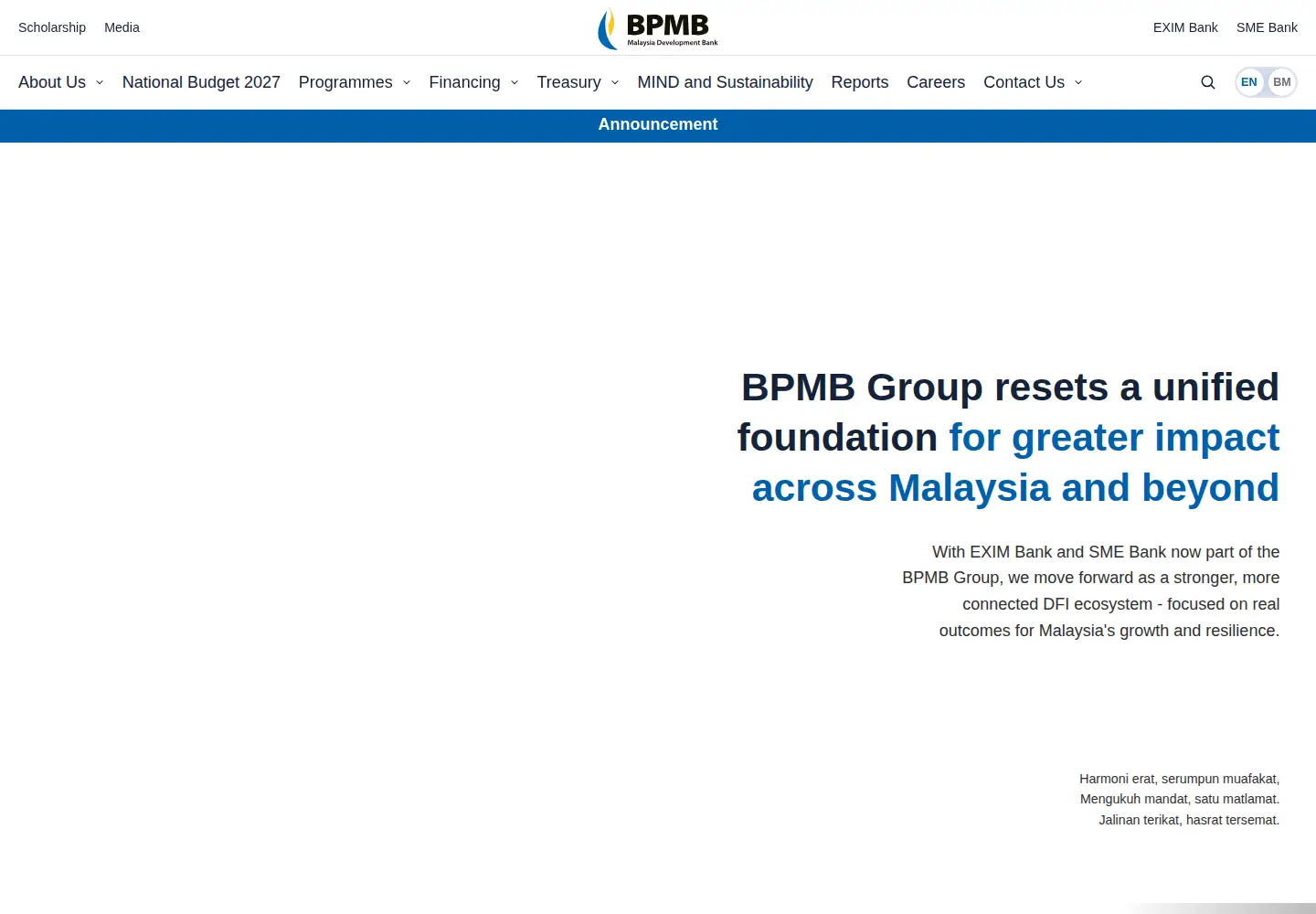 Captured homepage of bpmb.com.my in the current scan