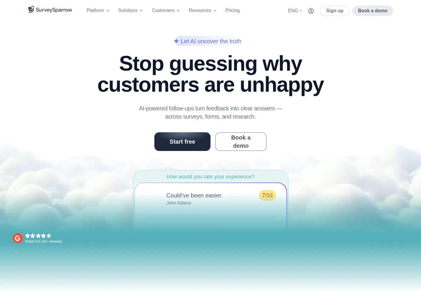 Screenshot of surveysparrow.com