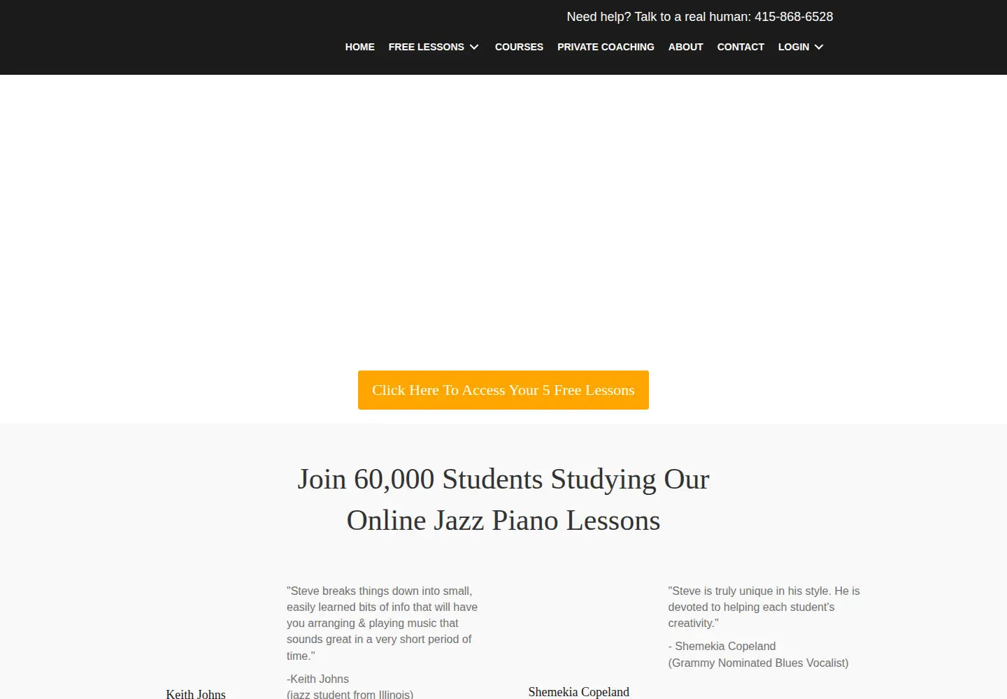 Screenshot of freejazzlessons.com