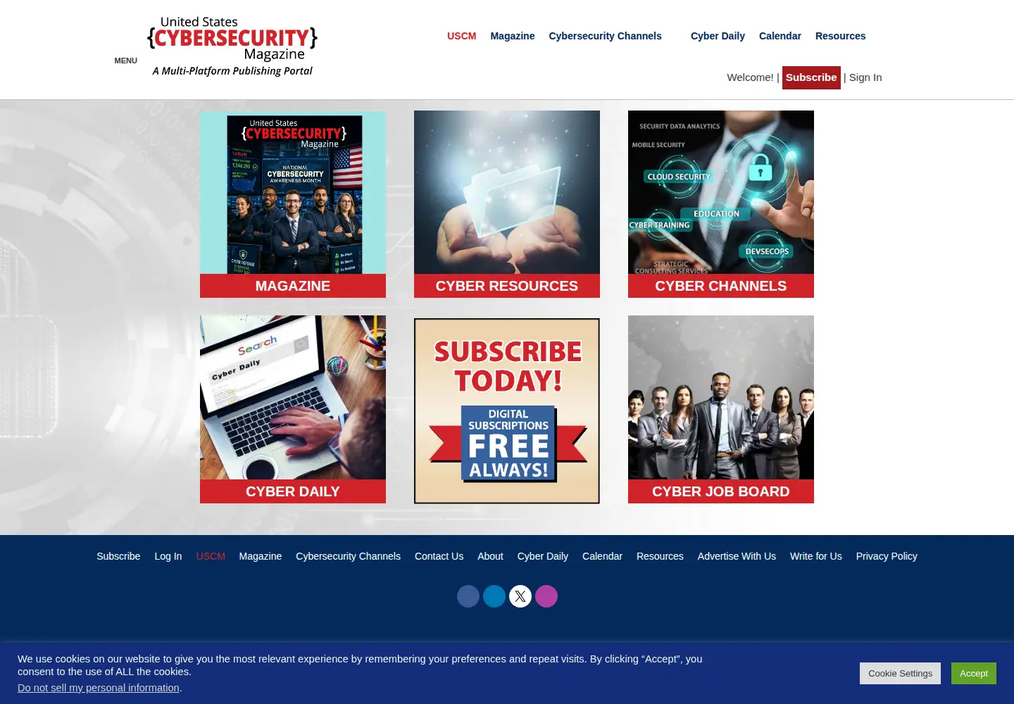 Captured homepage of uscybersecurity.net in the current scan