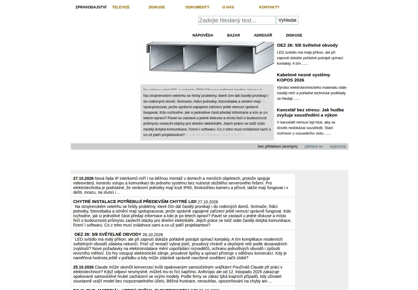 Captured homepage of elektrika.cz in the current scan