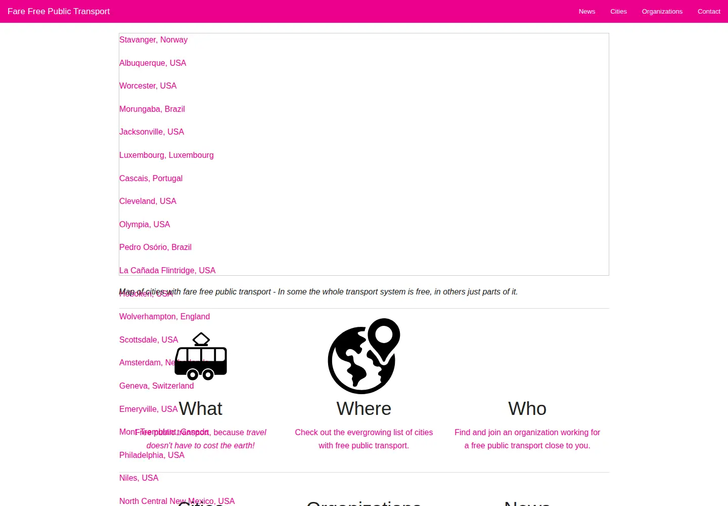 Screenshot of freepublictransport.info
