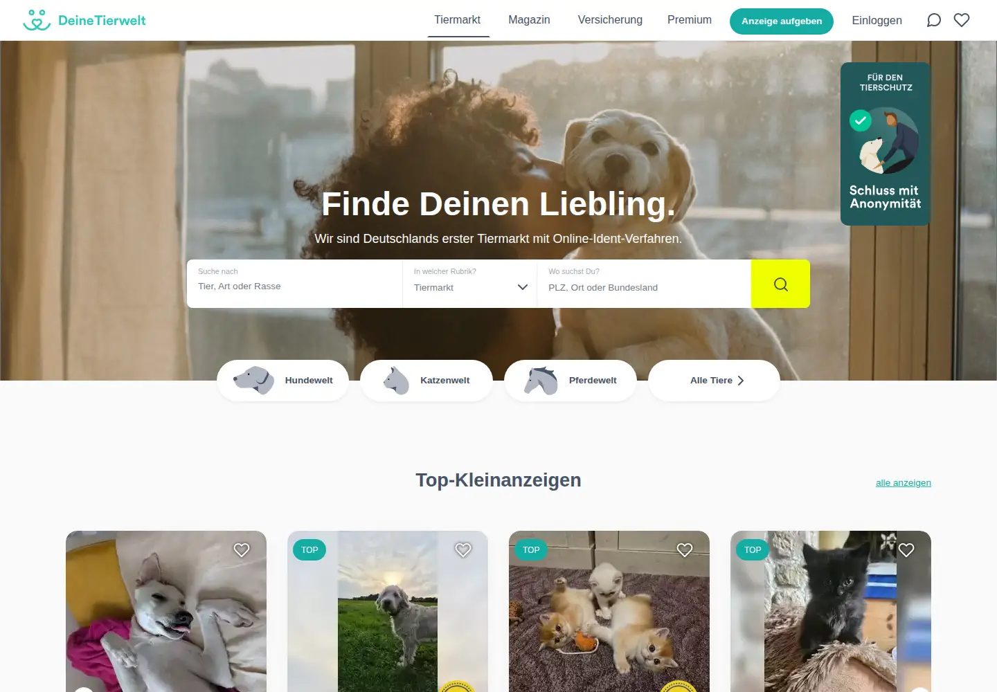 Screenshot of deine-tierwelt.de