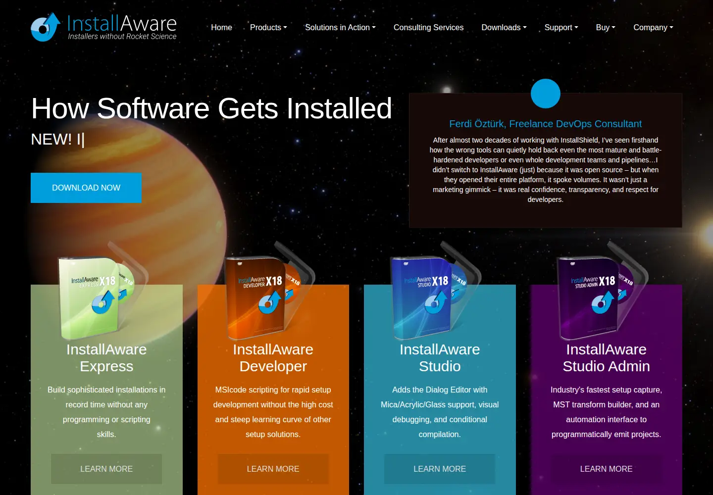 Screenshot of installaware.com