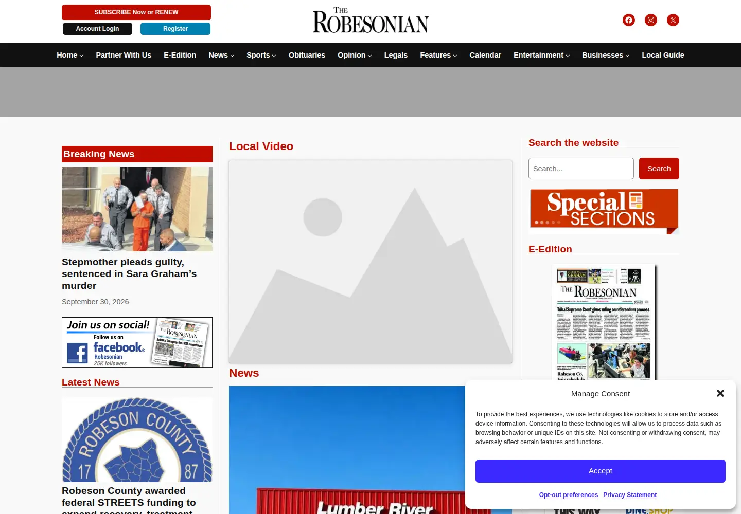 Screenshot of robesonian.com