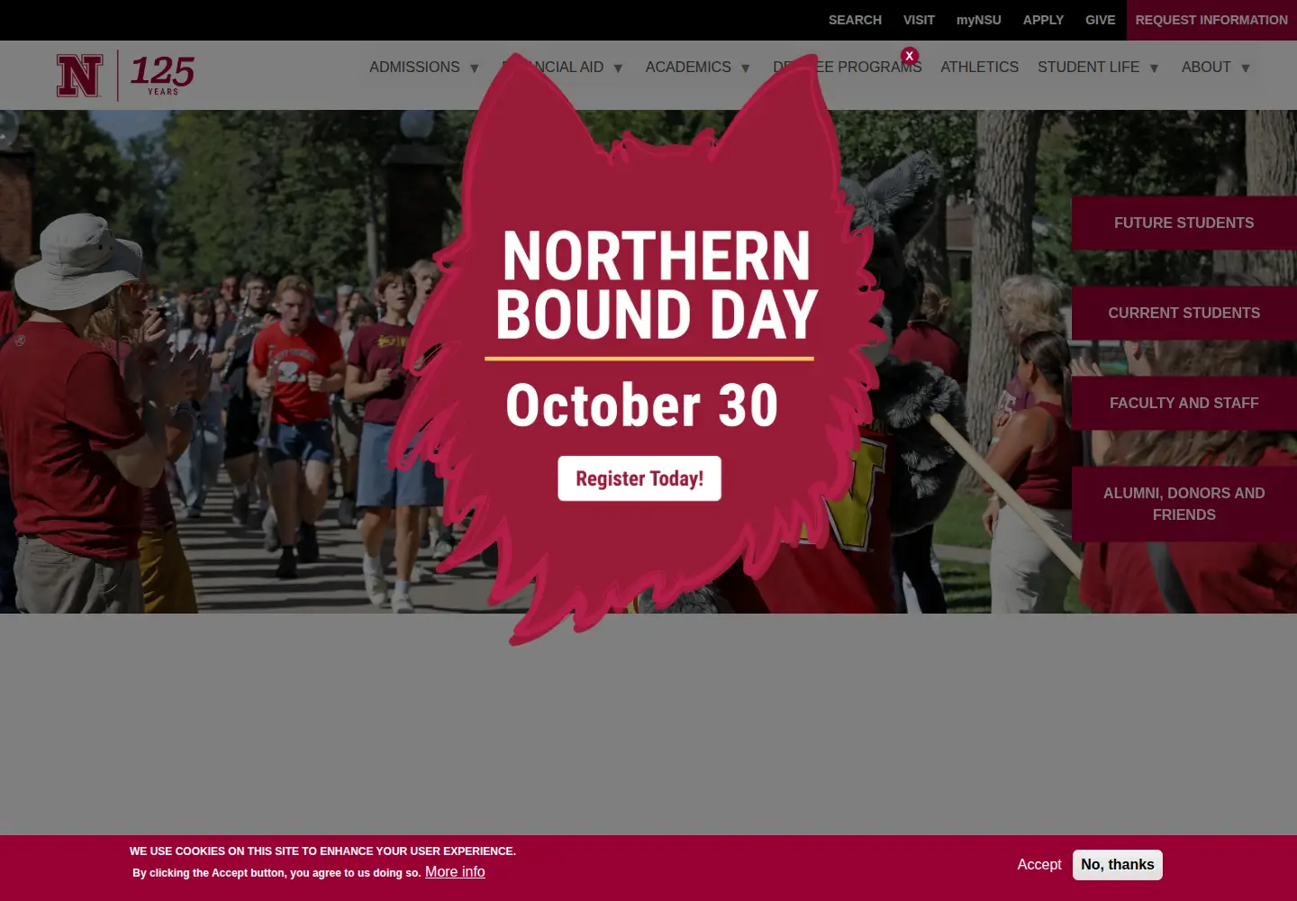 Screenshot of northern.edu